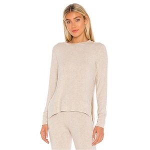 Beyond Yoga Just Chillin Sweater Womens M Side Slit Cozy Soft Oatmeal Tunic